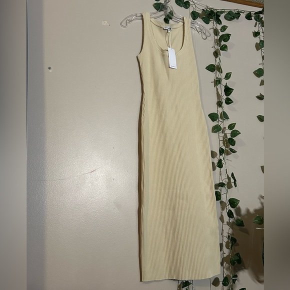 Cotton Citizen Cream Ribbed Midi Dress - Picture 1 of 3